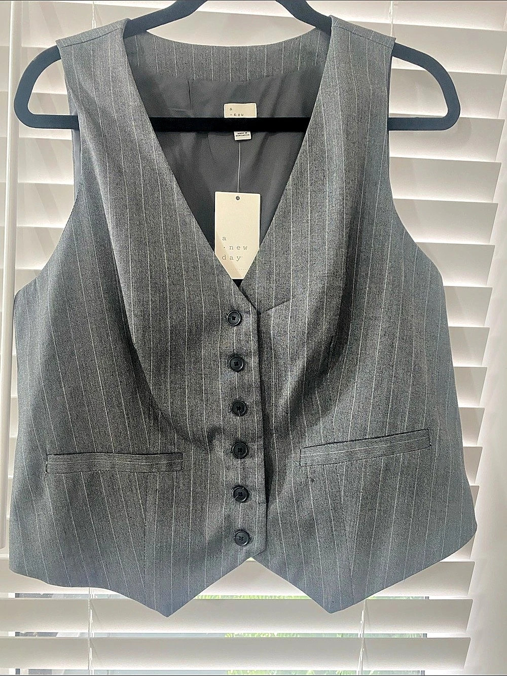 a new day Gray Pinstripe Tailored Suit Vest in Gray Size Large